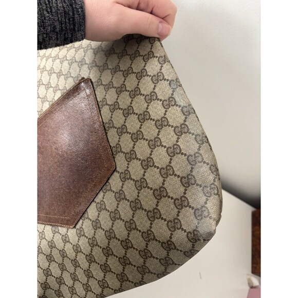 Authentic Vintage GUCCI Oversized Canvas Tote, Sherry Line GG MONOGRAM Leather - Picture 16 of 16